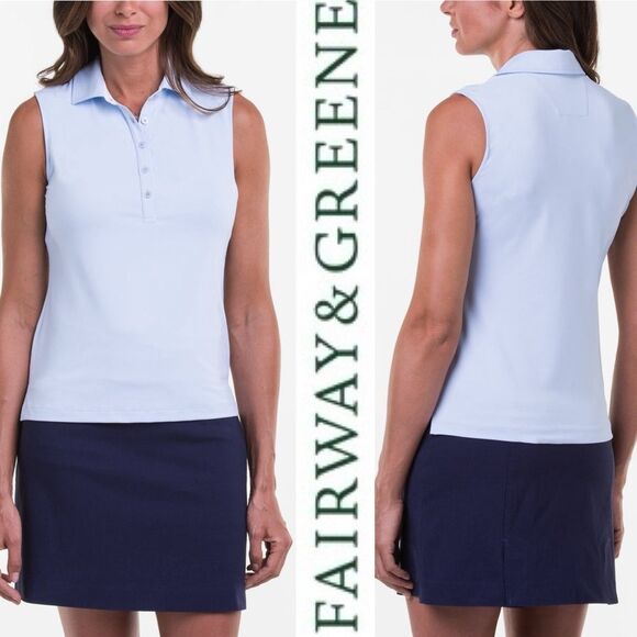 Fairway & Greene Sleeveless Charlotte Jersey Golf Polo - Picture 1 of 7